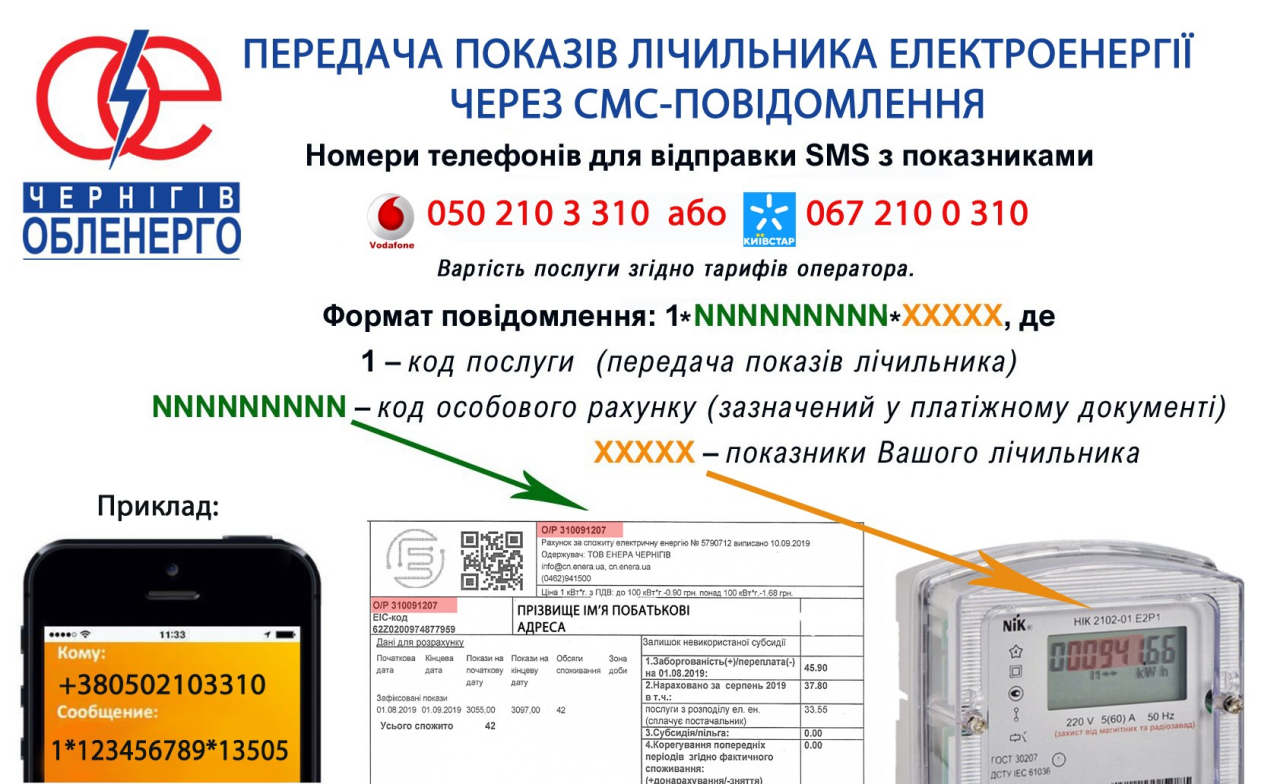 «Чернігівобленерго» змінило номери телефонів для передачі показників лічильників