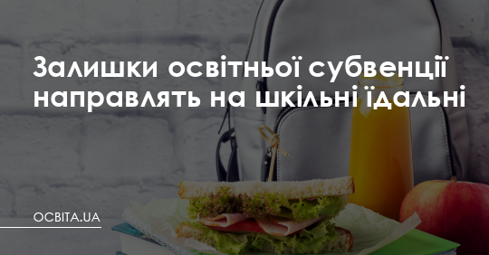 Залишки освітньої субвенції направлять на шкільні їдальні – Освіта.UA